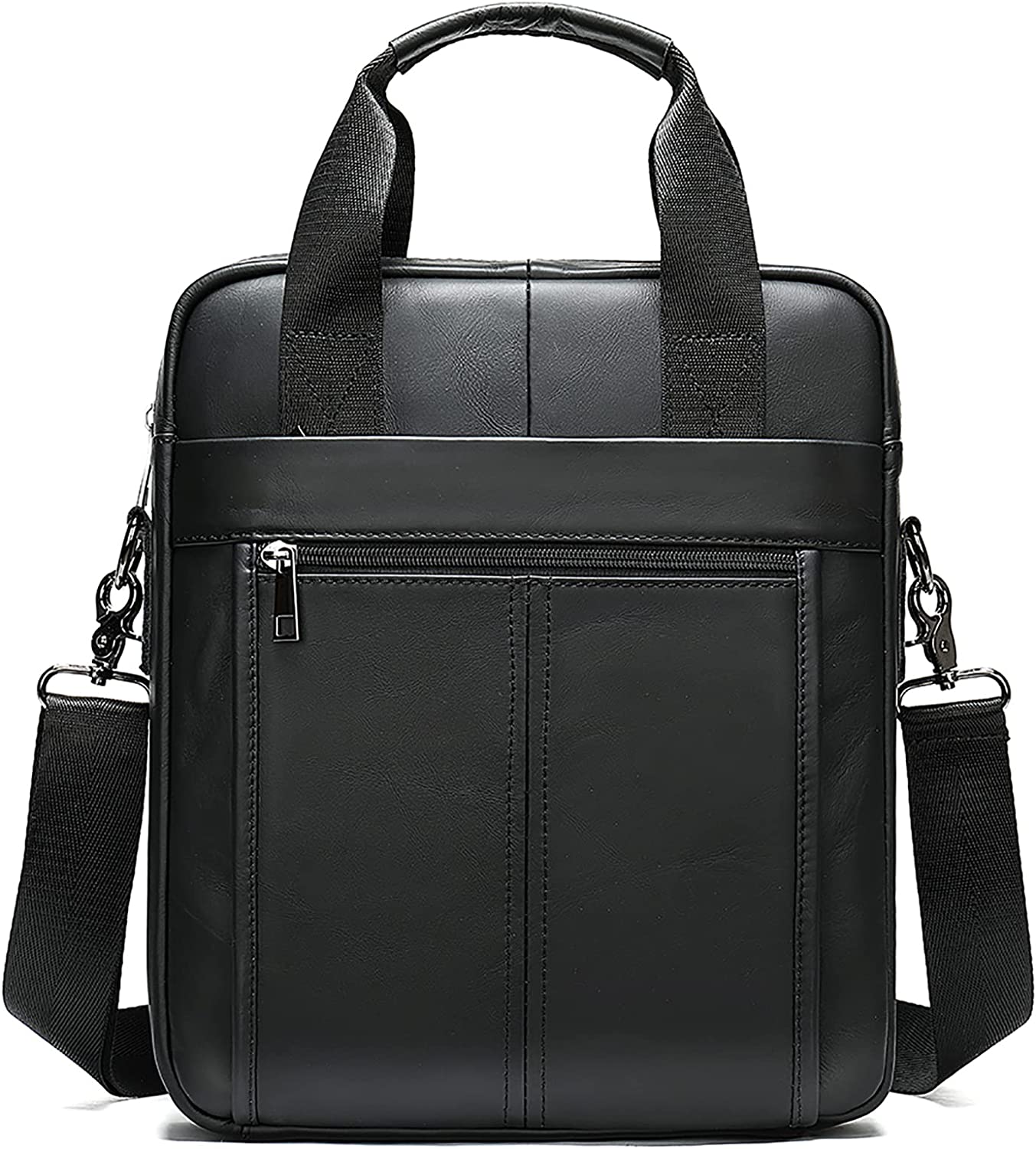 ND Genuine Leather Shoulder Messenger Bag for Men Adjustable Shoulders Sling Crossbody Bags for Travel Work Business Handbag (Black) - Image 1